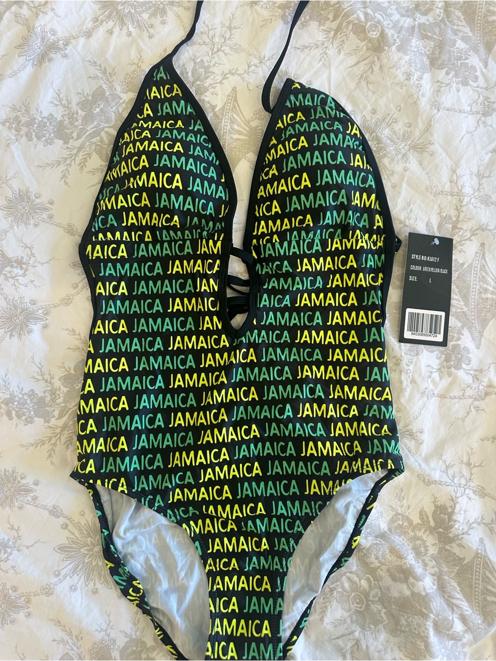 Jamaica Print One-Piece Swimsuit - Black, Yellow & Green